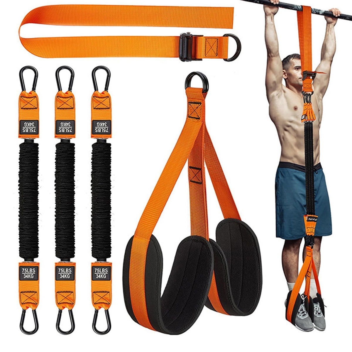 Pull Up Assistance Bands, Heavy Duty Resistance Band for Pull Up Bar, Adjustable Weight/Size with Fabric Feet/Knee Rest, Bands for Pull Up Assist for Strength Training - Style 1