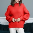 thumbnail image 2 of Lovskoo Sweaters for Women Long Sleeve Solid Color Crewneck Mock Neck Pullover Knit Jumper Tops Casual Sweater Orange, 2 of 5