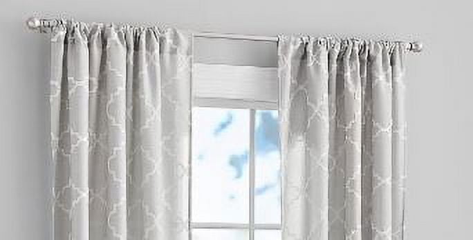 Mainstays Heathered Embroidered Sheer Curtain Panel Pair, Set of 2, Silver, 37"W x 84"L