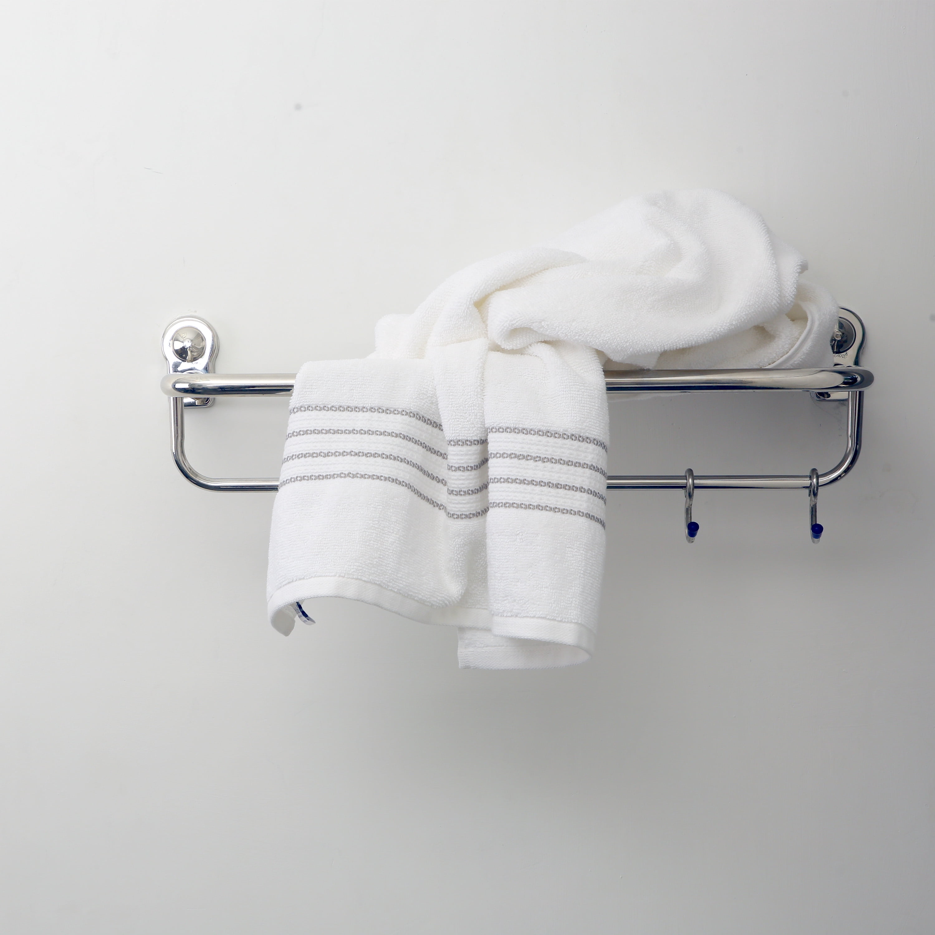 Aertex Stripe 100% Cotton 520 GSM 6 Piece Bath Towel Set, Soft & Absorbent, Quick Dry, 2 Bath 27x54, 2 Hand 16x28, 2 Wash 13x13, White with Dove Gray Stripes, OEKO-TEX® Certified
