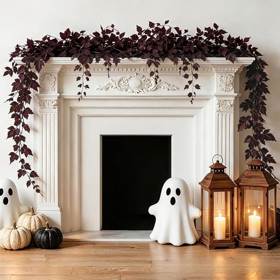 CQHVKQ 1 Pack 6 Ft Plum Cimicifuga Seeded Garlands, Bendable Fall Vine Decorations for Table Centerpieces, Fireplace & Bedroom, Artificial Leaf Garland for Thanksgiving, Halloween & Autumn, Purple
