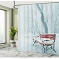 thumbnail image 5 of Ambesonne Winter Shower Curtain, Snowy Bench Misty Path, 69"Wx75"L, White, 5 of 5