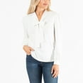 thumbnail image 2 of Womens L/XL White Brushed Jersey V-Neck Tie Front Blouse by Howard's, 2 of 4