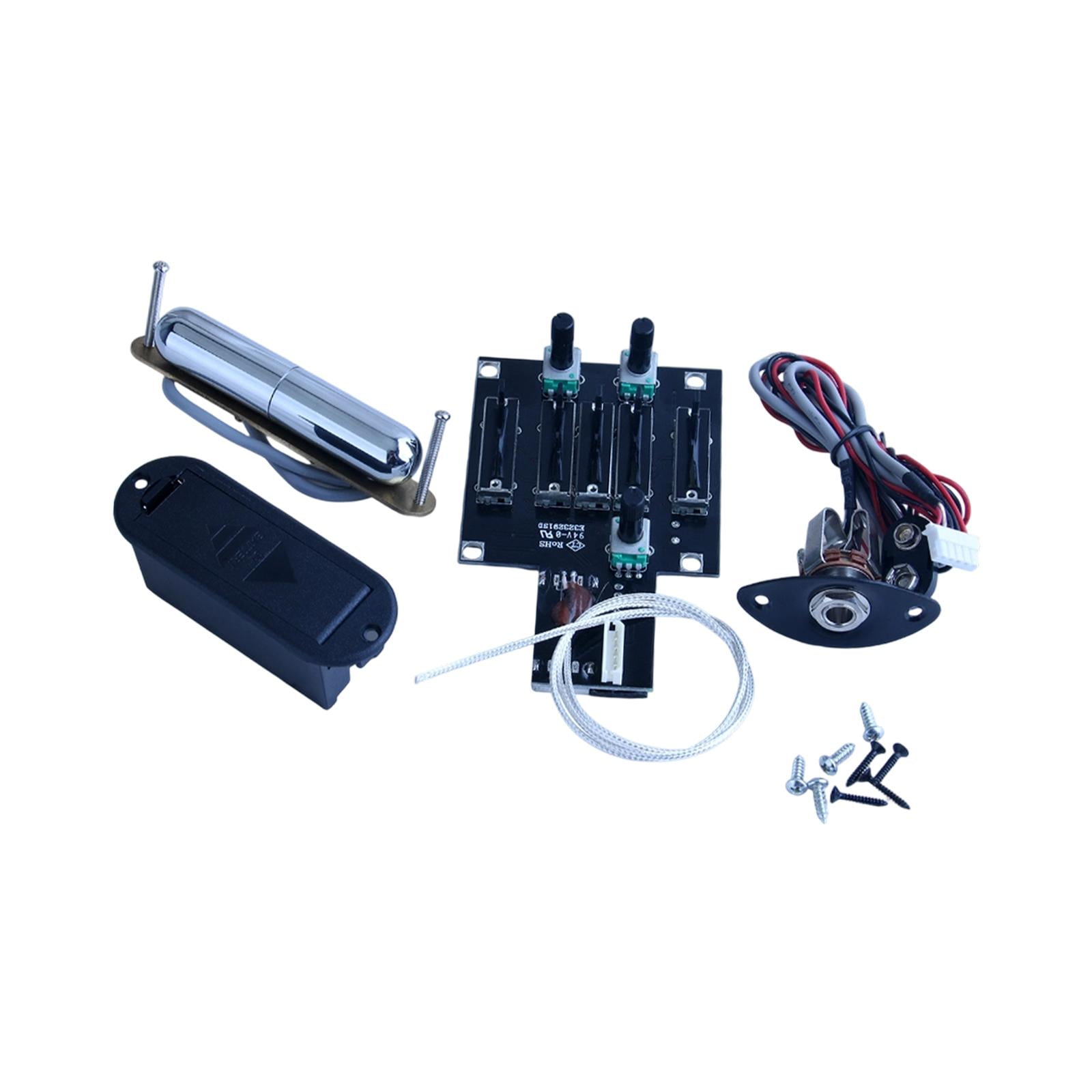 Guitar Pickup Piezo Preamp Amplifier 4 Band EQ Easy Installation for Acoustic and Electric Guitar Players