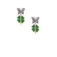 thumbnail image 2 of Delight Jewelry Goldtone Opaque Green Lucky Four Leaf Clover Silvertone Antiqued Butterfly Post Earrings, 2 of 4