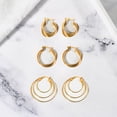 thumbnail image 3 of Aros Finos Ovalados JeenMata 3 Pares de múltiples bucles Aros Chapados en oro amarillo, 3 of 5
