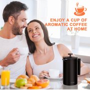 Secura French Press Coffee Maker, Double-Wall 304 Grade Stainless Steel Coffee Press with 2 Extra Screens, 34oz (1L), Black