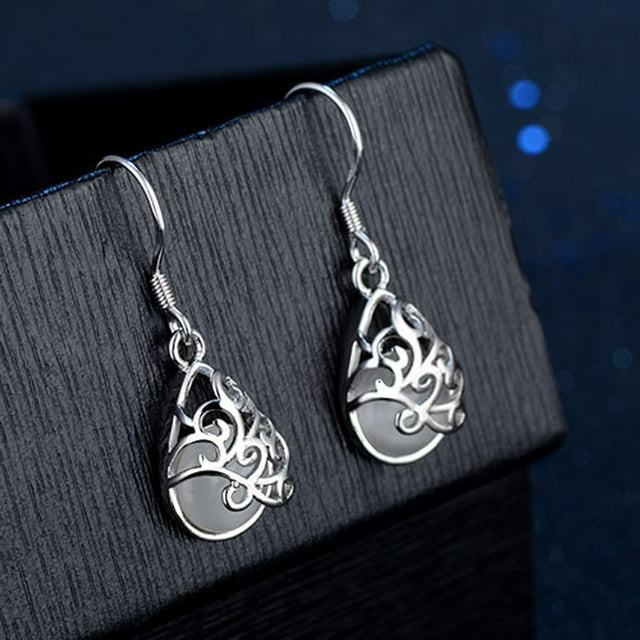 Fiudx Pendientes de Boda Estilo Ojo de Gato con Forma de Piscina de Los Deseos