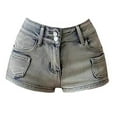 thumbnail image 4 of Y2K Cargo Denim Shorts Womens High Waist Stretchy for Street Style, 4 of 7