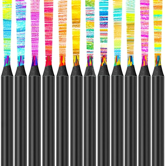 12-Color Rainbow Pencils, Aesthetic Jumbo Colored Pencils for Adult Coloring Sketching, Cute Drawing Kit Fun Pencils Cool Stuff Christmas Gifts Stocking Stuffers Art Supplies for Adults Kids