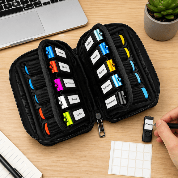 20‑Slot USB Flash Drive Storage Case – Neoprene Organizer Bag for Memory Sticks, Jump Drives, and Thumb Drives