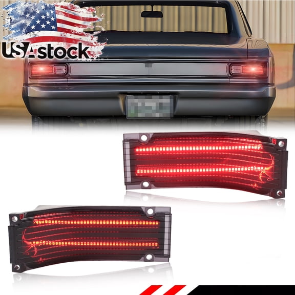 2PCS Smoked Lens Rear Tail Light Rear Light Brake Lights Backup Light Reverse Light Turn Signal Light With Red LED For 1966 Chevy Chevelle & 1966 Chevy Malibu