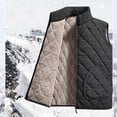 thumbnail image 2 of Men's Stand Collar Corduroy Vest Fleece Lined Zip up Regular Fit Thermal Sleeveless Waistcoat with Pockets for Fall Winter Loungewear Causal Outdoor Work Daily Activities Black XXL, 2 of 8