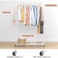 thumbnail image 4 of White Rolling Garment Rack with Storage Shelf - 64.56" Tall Metal Frame (39.76"x16") for Hanging Clothes, Coats & Skirts, Space-Saving Mobile Organizer, 4 of 9
