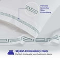thumbnail image 3 of BNM Greek Key Embroidered Cotton Bed Sheet Set, Twin, White/Silver, 3 of 8