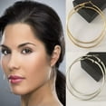 thumbnail image 3 of HOOUN 25mm100mm Women Hoop Style Clip-On Earrings Gold Silver Large Hooped Rings Gift+-gold-6CM, 3 of 9