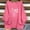 Hot Pink, variant on Women's Cotton Linen Floral Print T-Shirt Scoop Neck 3/4 Sleeve Loose Casual Top with Curved Hem, Breathable Summer Blouse for Ladies White
