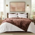 thumbnail image 5 of EVERGRACE Luxurious Soft Faux Rabbit Fur Throw Blanket, Cozy Fuzzy Plush Warm Throws for Couch Bed Sofa Chair Home Decor, Ruched Bubble Fluffy Blanket with Reversible Velvet, 50"" x 60"", Mocha Brown, 5 of 8