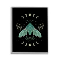 Stupell Industries Celestial Moth & Moon Animals & Insects Painting Gray Framed Art Print Wall Art, 11 x 14