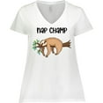 thumbnail image 3 of Inktastic Nap Champ Cute Sleeping Sloth Women's Plus Size V-Neck T-Shirt, 3 of 5