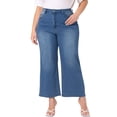 thumbnail image 1 of CURVY GLAM Women's Plus Size Jeans Stretchy Washed Button Wide Leg Jeans Palazzo Pants 2X Blue, 1 of 5