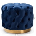thumbnail image 5 of Bowery Hill Modern Tufted Velvet Ottoman in Navy Blue and Gold, 5 of 5
