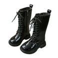thumbnail image 2 of Liyamei Toddler Girls Knee High Combat Boots Lace Up Ankle Boots White Shoes for Kids Size 11, 2 of 5