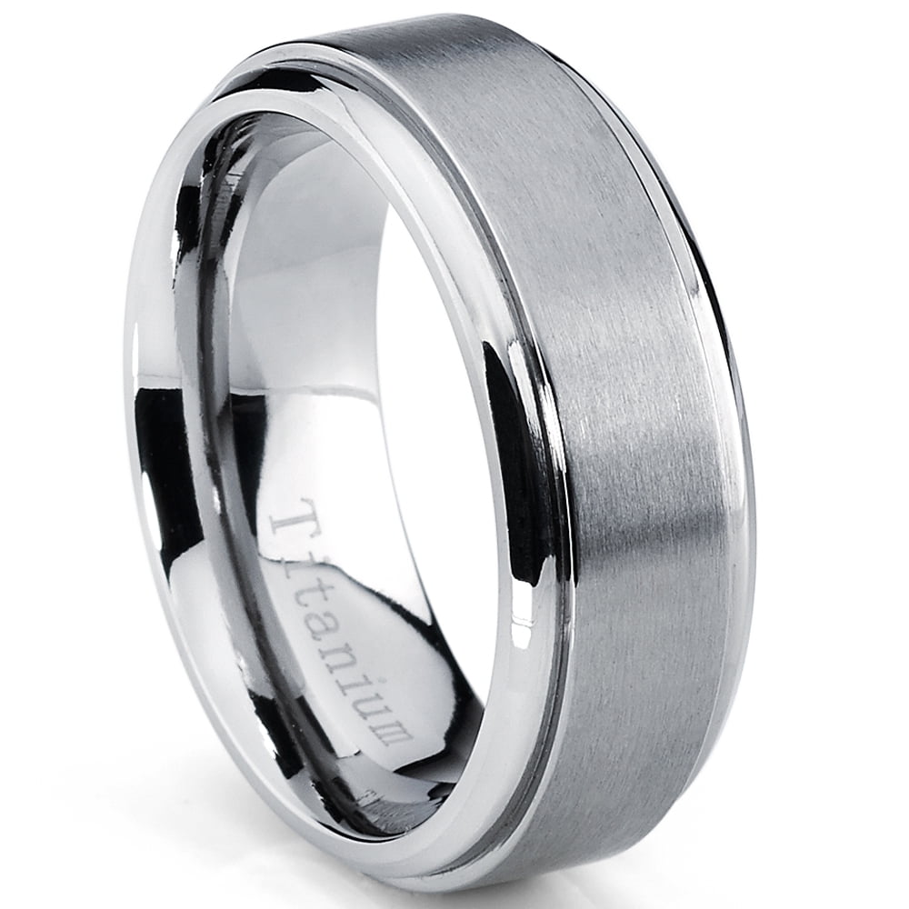 Men 8mm Titanium ring Satin Finished Wedding Band Size 9.5 