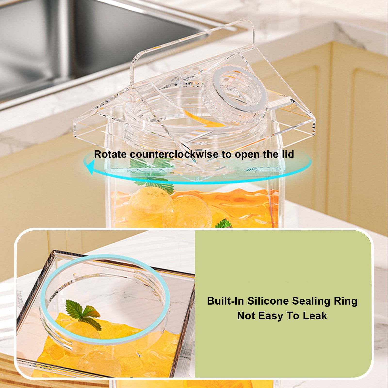 1.9L Large Milk Carton Water Bottle, Clear Plastic Milk Bottle, Portable Leakproof Square Juice Bottle Reusable Milk Container for Outdoor Sports Travel Camping