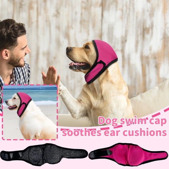 Dog Calming Hoodie Adjustable No Shake Ear Wraps for Dogs Anxiety Relief & Noise Protection Pet Ear Cover Muffs for Swimming Firework Grooming Thunderstorms,Hot Pink,Hot Pink