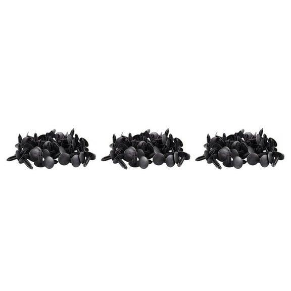 5mm x 5mm Hole Dia Black Plastic Rivets Fastener Push Clips 144 Pcs