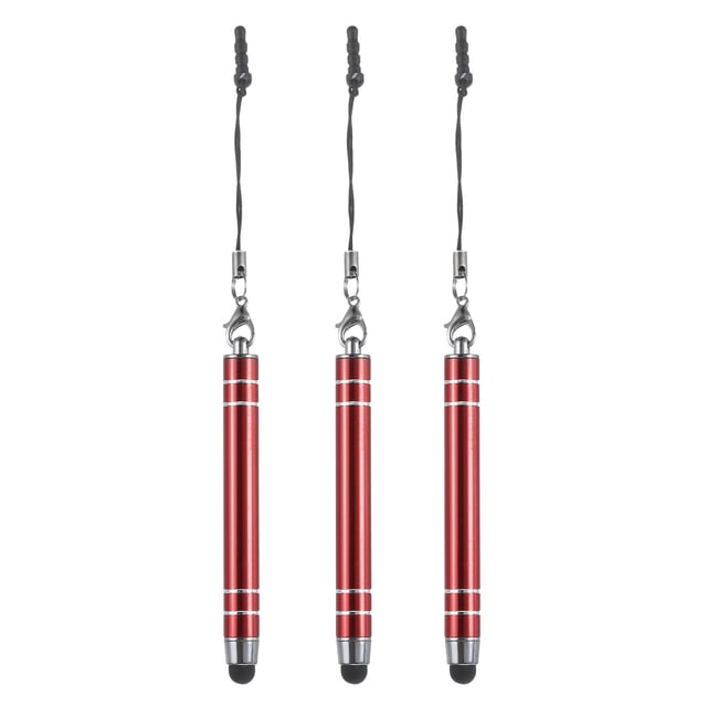 Unique Bargains 3 Pcs Stylet Métallique pour Téléphone Écran Tactile Rétractable en Alliage d'Aluminium Mini Stylos Capacitifs, Rouge