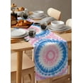 thumbnail image 6 of Pink Blue Ombre Table Runner 70 Inches, Modern Boho Ethnic Tie Dye Geometric Bed Runner Dresser Scarves Tabletop for Indoor Outdoor Parties/Ceremony/Banquet, 13" x 70", 6 of 8
