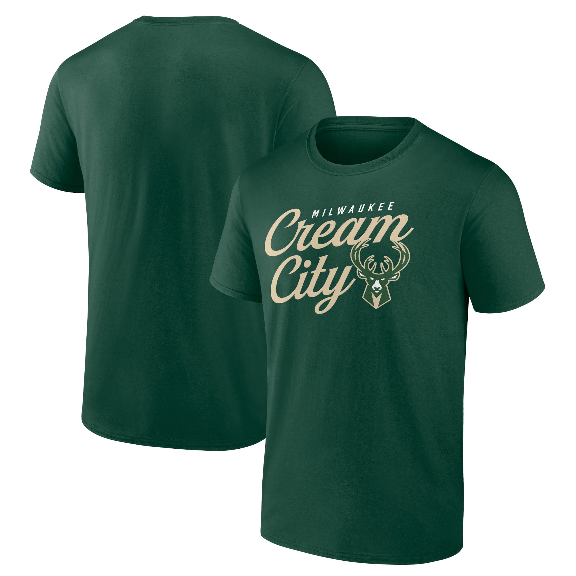 Hombres fanaticos marca Hunter Green Milwaukee Bucks Coleccion Ciudad natal Cream Ciudad camiseta in El Salvador at USD 85 Rating 5