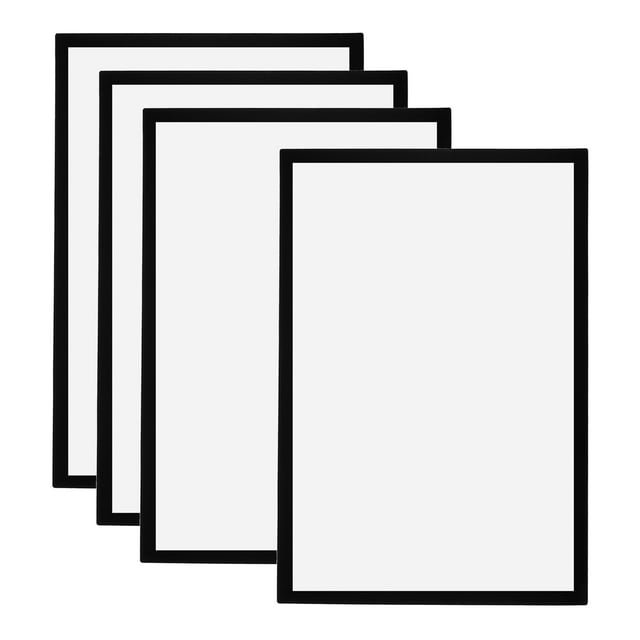 Unique Bargains A3 Magnetic Sign Holder, 4 Pack Magnetic Display Frame Self-Adhesive Picture Frame for Refrigerator, Black