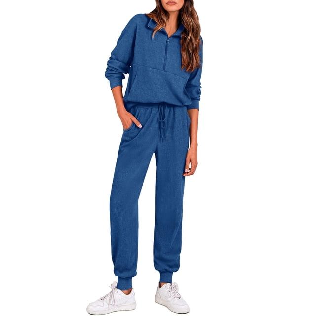 Conjunto Deportivo PRETTYGARDEN Otoño Invierno 2 Piezas Azul Oscuro XL