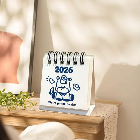YiJuHui 3pcs 2026 Mini Desk Calendar Cute Cartoon Horse Illustration Planner for Office & Home Decor Monthly Tear-Off Pages