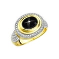 thumbnail image 5 of RYLOS Rings for Women 14K Gold Plated Silver Ring Classic 9X7MM Oval Gemstone & Diamonds Black Star Sapphire Jewelry Size 12, 5 of 8