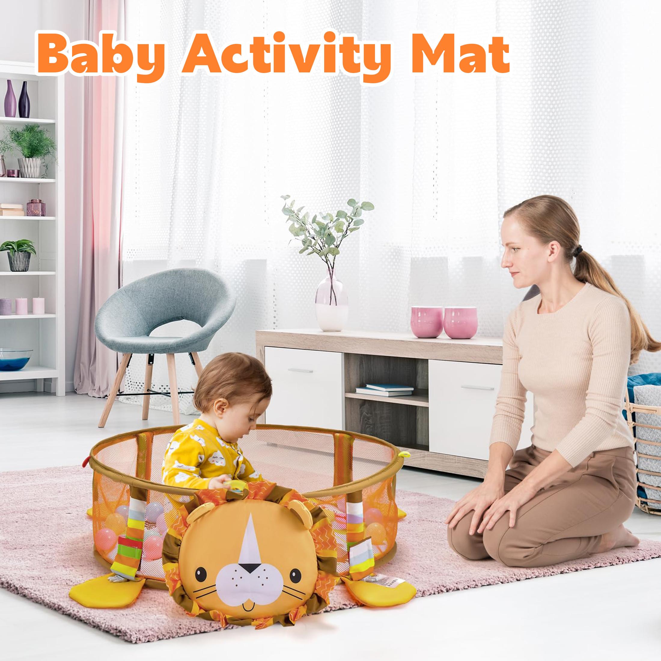 KOPPOP 3-in-1 Baby Play Gym with Ocean Ball Pit, Safari Theme photo 3