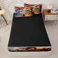 thumbnail image 4 of Metsweet Magic Dragon Zipper Twin Comforter Sets with Fitted Sheet and 2 Pillowcases, Abstract Animal Zipper Bedding Set, Red Blue Green,4-Piece,Black Reversible, 4 of 6