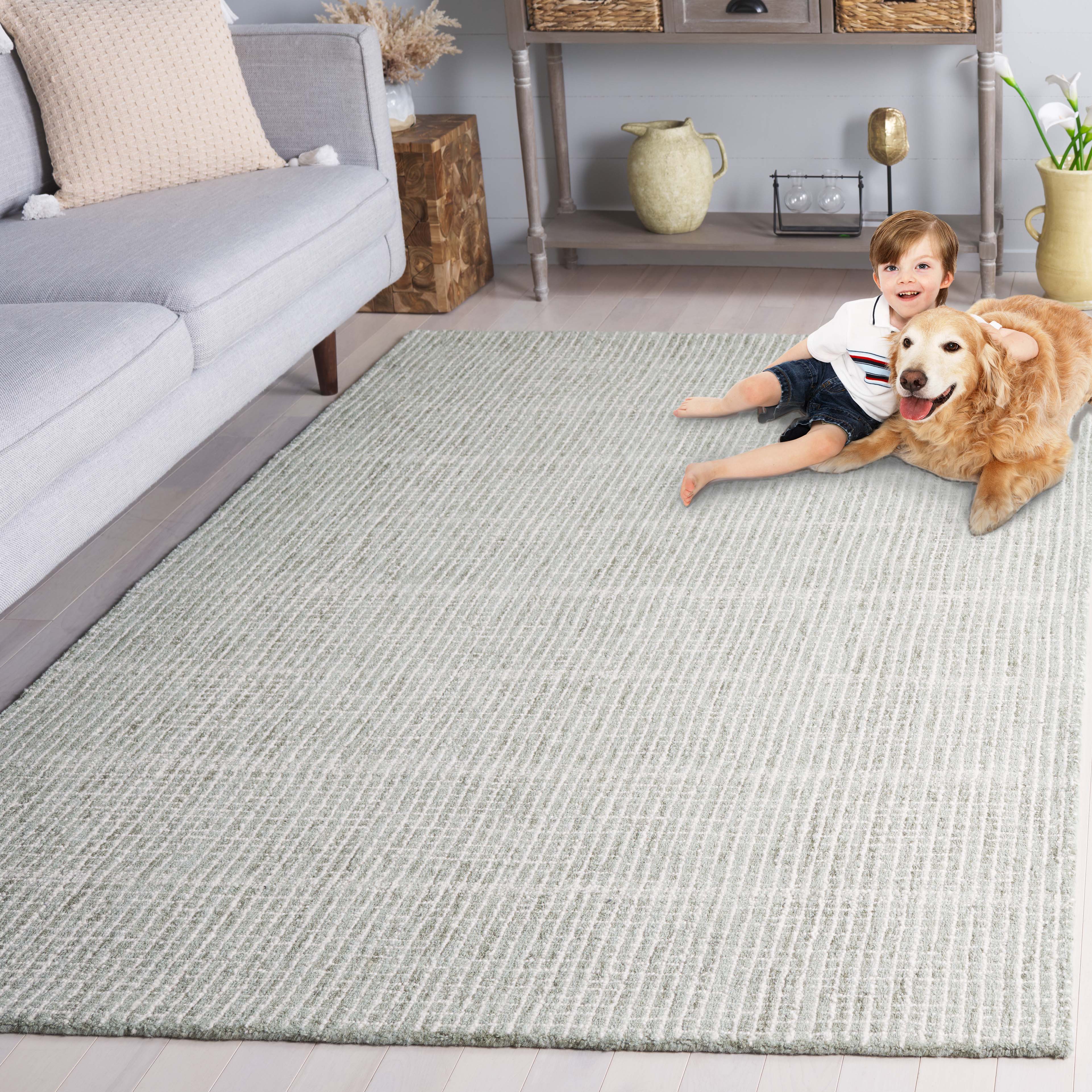 SAFAVIEH Abstract Becky Trellis Area Rug, Sage/Ivory, 6' x 6' Square