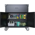 thumbnail image 5 of Aobabo Metal Garage Storage Cabinet with Wheels,Steel Storage Cabinet with 2 Door and 1 Drawer for Garage,Home Storage,Assembly Required (Black), 5 of 7