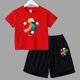 thumbnail image 3 of Conjunto de 2 piezas de camiseta y pantalones cortos divertidos para niños y adolescentes, de algodón, para verano, juego de lucha, Anime, Cosplay, ropa deportiva informal para niño y niña, conjunto p, 3 of 5