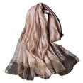 thumbnail image 2 of Eoperou Lady Scarf Imitation Silk Beads Decor Contrast Color See-through Thin Sunscreen Wide Quick Dry Summer Neck Wrap Party Favors, 2 of 8