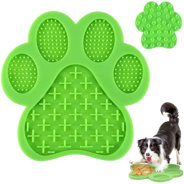 Alfombrilla para lamer perros, cojín para lamer perros, almohadillas de silicona para lamer perros con ventosas, alfombrilla para lamer perros de alimentación lenta, para baño de perros verde