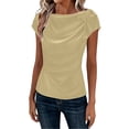 thumbnail image 2 of Haivin Womens Summer Tops 2026 Pleated Round Neck Short Sleeve Shirts Business Casual, 2 of 6