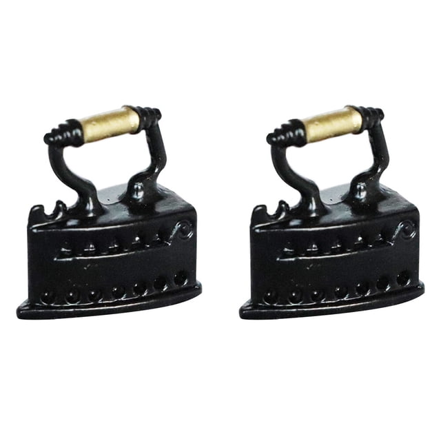 KAKOWELY 2 minicasas de hierro retro, modelo de minimuebles, accesorios de costura (negro)