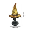 thumbnail image 2 of CARRFA 7.1" Gothic Witch Hat Lamp, Stained Glass Resin Nightstand Night Lights, Spooky Halloween Decor (Yellow), 2 of 9