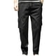 thumbnail image 2 of Pantalones largos para hombre, informales, lisos, con bolsillo, cintura elástica, para exteriores, con cordón ajustable, para trabajo, 2 of 9