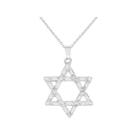 Silver Plated Star Shape - Rhodium Plated Star Of David Pendant Necklace Jewish Religious 19